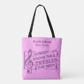 Funny Musician Treble Joke  Roze | Aangepast Tote Bag (Achterkant)