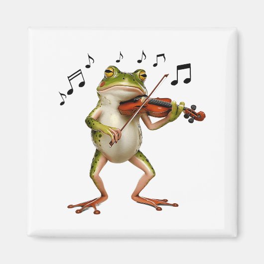 Funny Musician Violinist Cute Frog Playing Violin Magneet (Voorkant)