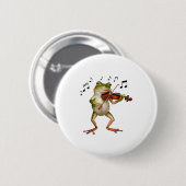 Funny Musician Violinist Cute Frog Playing Violin Ronde Button 5,7 Cm (Voorkant /achterkant)
