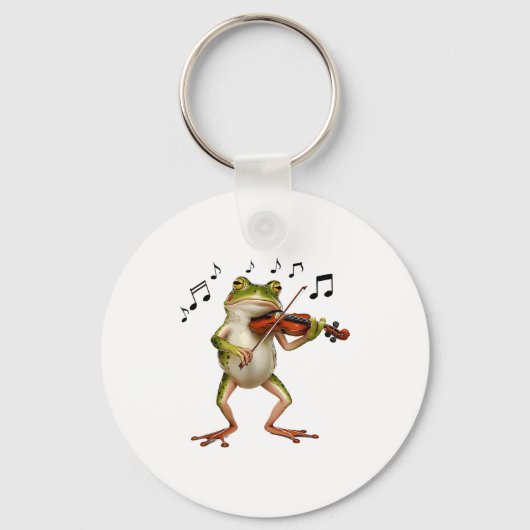Funny Musician Violinist Cute Frog Playing Violin Sleutelhanger (Voorkant)