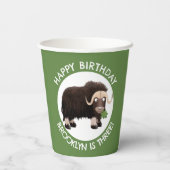 Funny musk ox cartoon gepersonaliseerd papieren bekers (Achterkant)