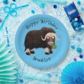 Funny musk ox cartoon gepersonaliseerd papieren bordje (Feest)