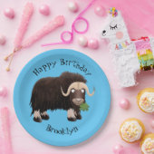 Funny musk ox cartoon gepersonaliseerd papieren bordje (Feest)