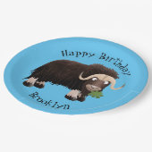 Funny musk ox cartoon gepersonaliseerd papieren bordje (Gekanteld)