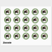 Funny musk ox cartoon gepersonaliseerd ronde sticker (Vel)