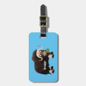 Funny musk ox cartoon illustratie bagagelabel (Voorkant verticaal)