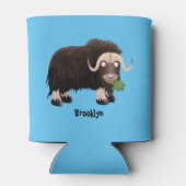 Funny musk ox cartoon illustratie blikjeskoeler (Achterkant)