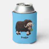 Funny musk ox cartoon illustratie blikjeskoeler (Blikje Achterkant)