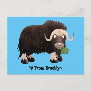 Funny musk ox cartoon illustratie briefkaart