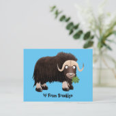 Funny musk ox cartoon illustratie briefkaart (Staand voorkant)