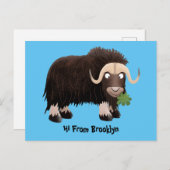 Funny musk ox cartoon illustratie briefkaart (Voorkant / Achterkant)