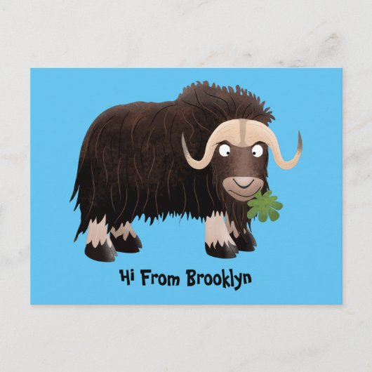 Funny musk ox cartoon illustratie briefkaart (Voorkant)