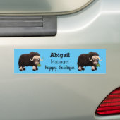 Funny musk ox cartoon illustratie bumpersticker (Op auto)