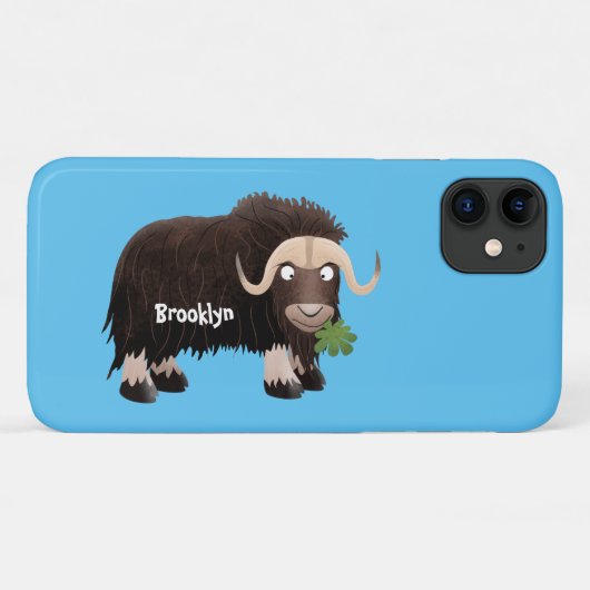 Funny musk ox cartoon illustratie Case-Mate iPhone case (Achterkant (horizontaal))