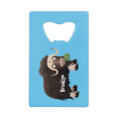 Funny musk ox cartoon illustratie creditkaart flessenopener (Voorkant)