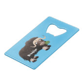 Funny musk ox cartoon illustratie creditkaart flessenopener (Voorkant Gekanteld)