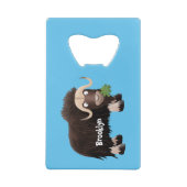 Funny musk ox cartoon illustratie creditkaart flessenopener (Achterkant)