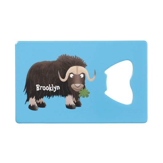 Funny musk ox cartoon illustratie creditkaart flessenopener (Voorkant (Horizontaal))