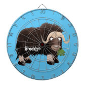 Funny musk ox cartoon illustratie dartbord (Voorkant)