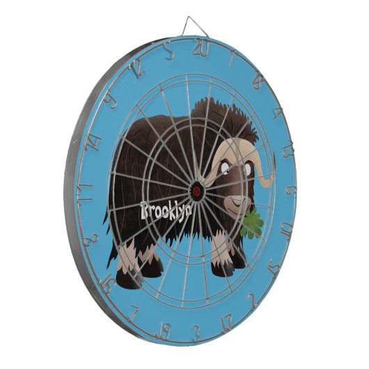 Funny musk ox cartoon illustratie dartbord (Voorkant Links)