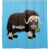 Funny musk ox cartoon illustratie douchegordijn (Voorkant)