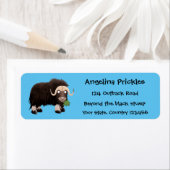 Funny musk ox cartoon illustratie etiket (Insitu)