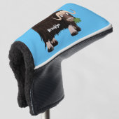 Funny musk ox cartoon illustratie golfheadcover (3/4 voorkant)