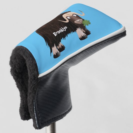 Funny musk ox cartoon illustratie golfheadcover (3/4 voorkant)