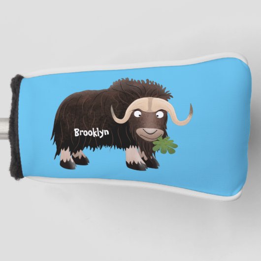 Funny musk ox cartoon illustratie golfheadcover (Voorkant)