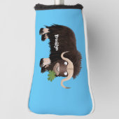 Funny musk ox cartoon illustratie golfheadcover (Draai 90)