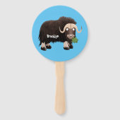 Funny musk ox cartoon illustratie handwaaier (Achterkant)