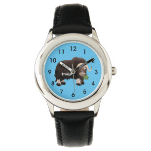 Funny musk ox cartoon illustratie horloge