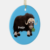 Funny musk ox cartoon illustratie keramisch ornament (Rechts)