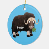 Funny musk ox cartoon illustratie keramisch ornament (Links)