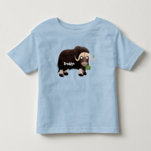 Funny musk ox cartoon illustratie kinder shirts