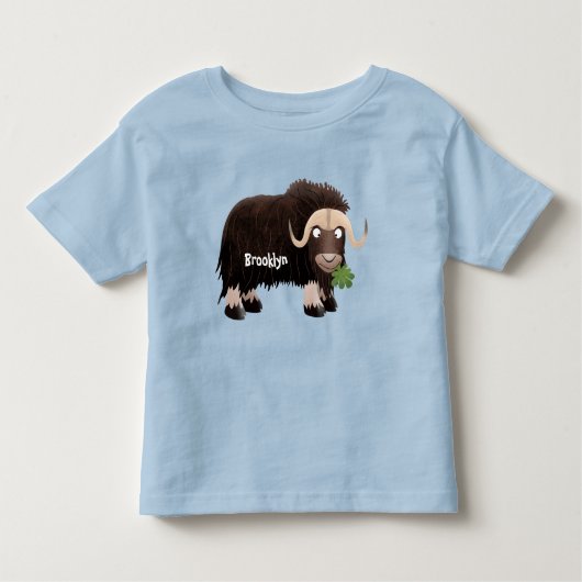 Funny musk ox cartoon illustratie kinder shirts (Voorkant)