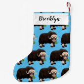 Funny musk ox cartoon illustratie kleine kerstsok (Achterkant)