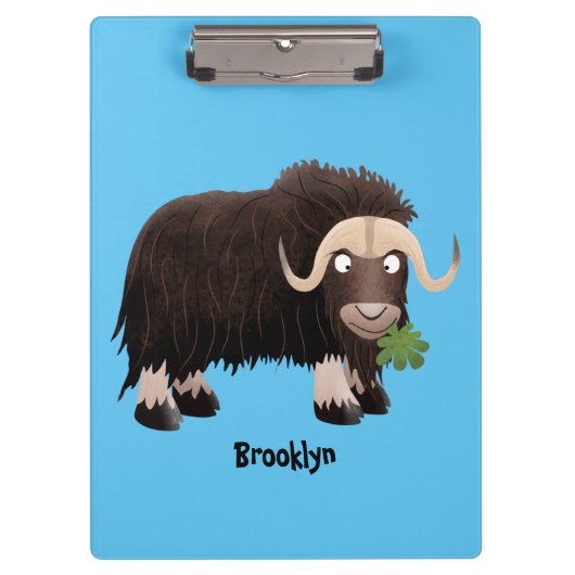 Funny musk ox cartoon illustratie klembord (Voorkant)