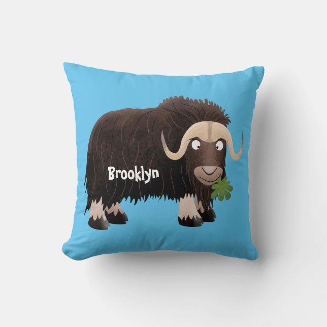 Funny musk ox cartoon illustratie kussen (Voorkant)