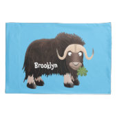 Funny musk ox cartoon illustratie kussensloop (Achterkant)