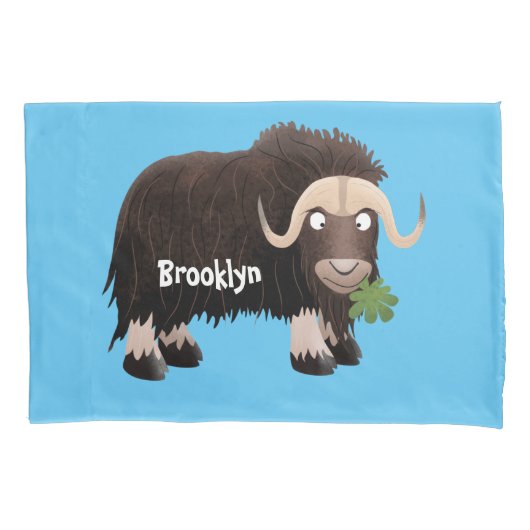 Funny musk ox cartoon illustratie kussensloop (Voorkant)