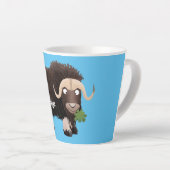 Funny musk ox cartoon illustratie latte mok (Rechterhoek)