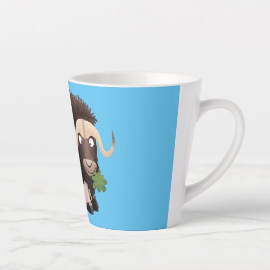 Funny musk ox cartoon illustratie latte mok (Rechts)