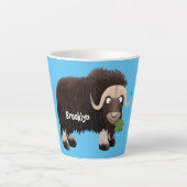 Funny musk ox cartoon illustratie latte mok (Voorkant)