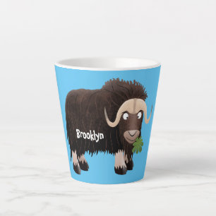 Funny musk ox cartoon illustratie latte mok