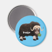 Funny musk ox cartoon illustratie magneet (Voorkant / Achterkant)