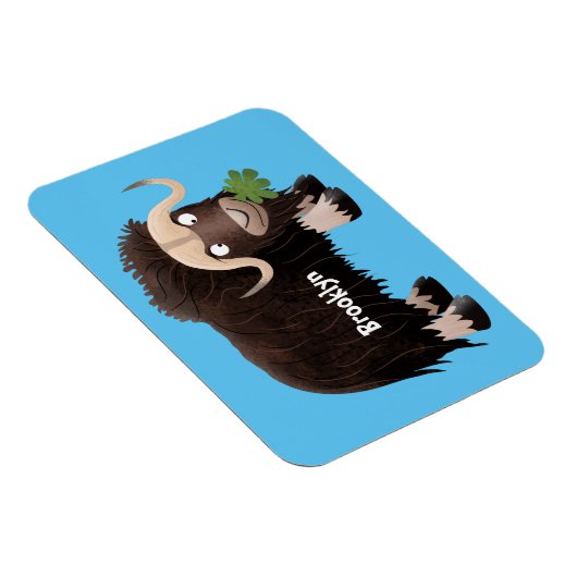 Funny musk ox cartoon illustratie magneet (Rechterzijde)