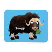 Funny musk ox cartoon illustratie magneet (Horizontaal)
