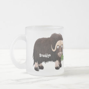 Funny musk ox cartoon illustratie matglas koffiemok