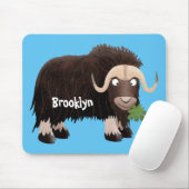 Funny musk ox cartoon illustratie muismat (Met muis)